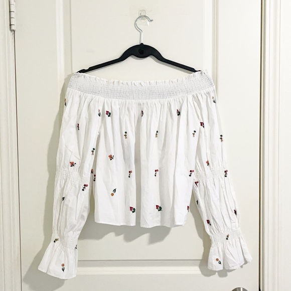 Zara Tops - Zara floral embroidered off shoulder top